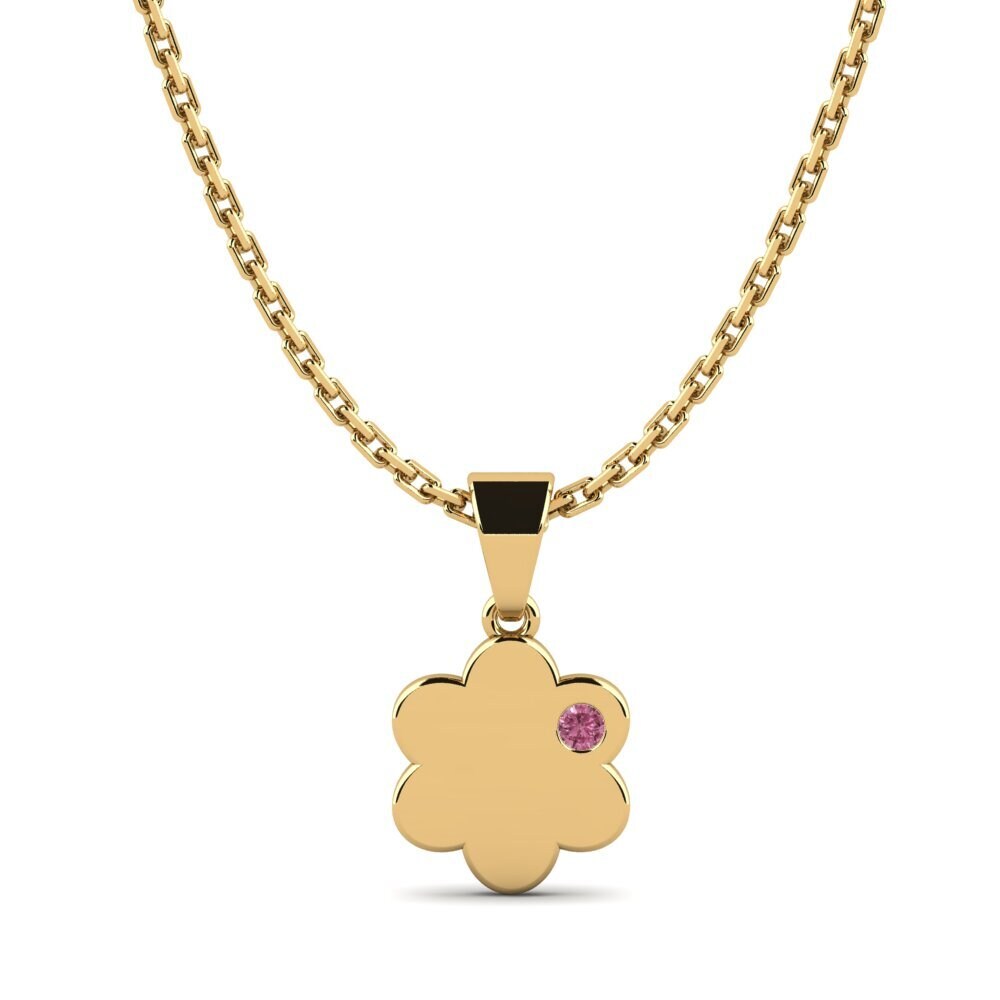 14k Oro Amarillo Rodolita de Granito Colgante para Niño Begi