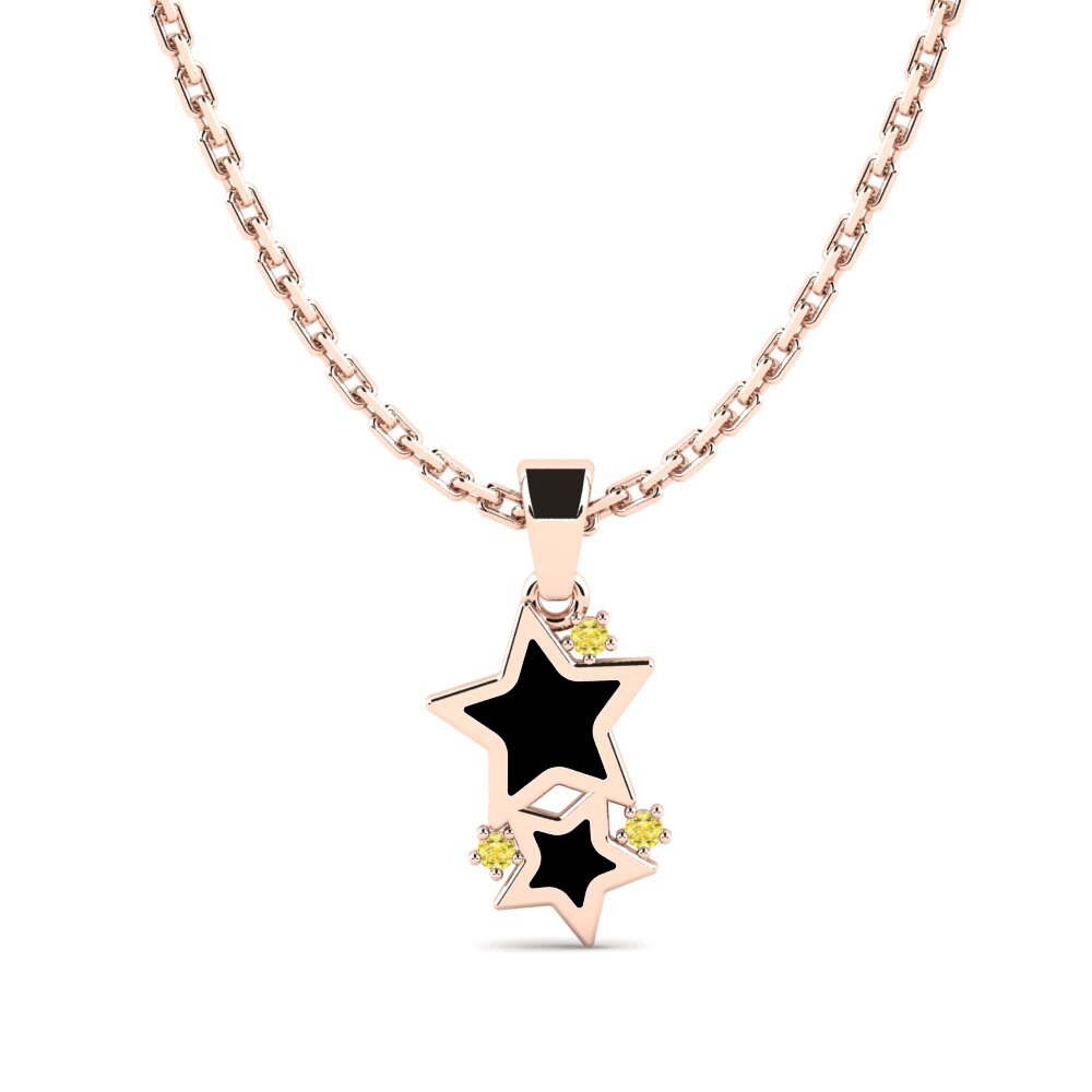 14k Oro Rosa Zafiro amarillo Colgante para Niño Cachou