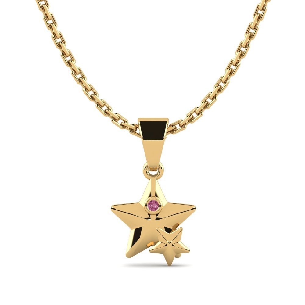 Collares 14k Oro Amarillo Rodolita de Granito Símbolos