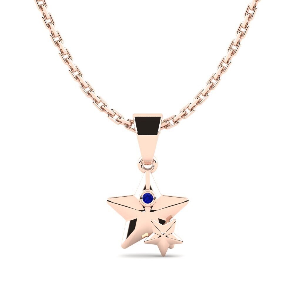 14k Oro Rosa Zafiro Colgante para Niño Cetten