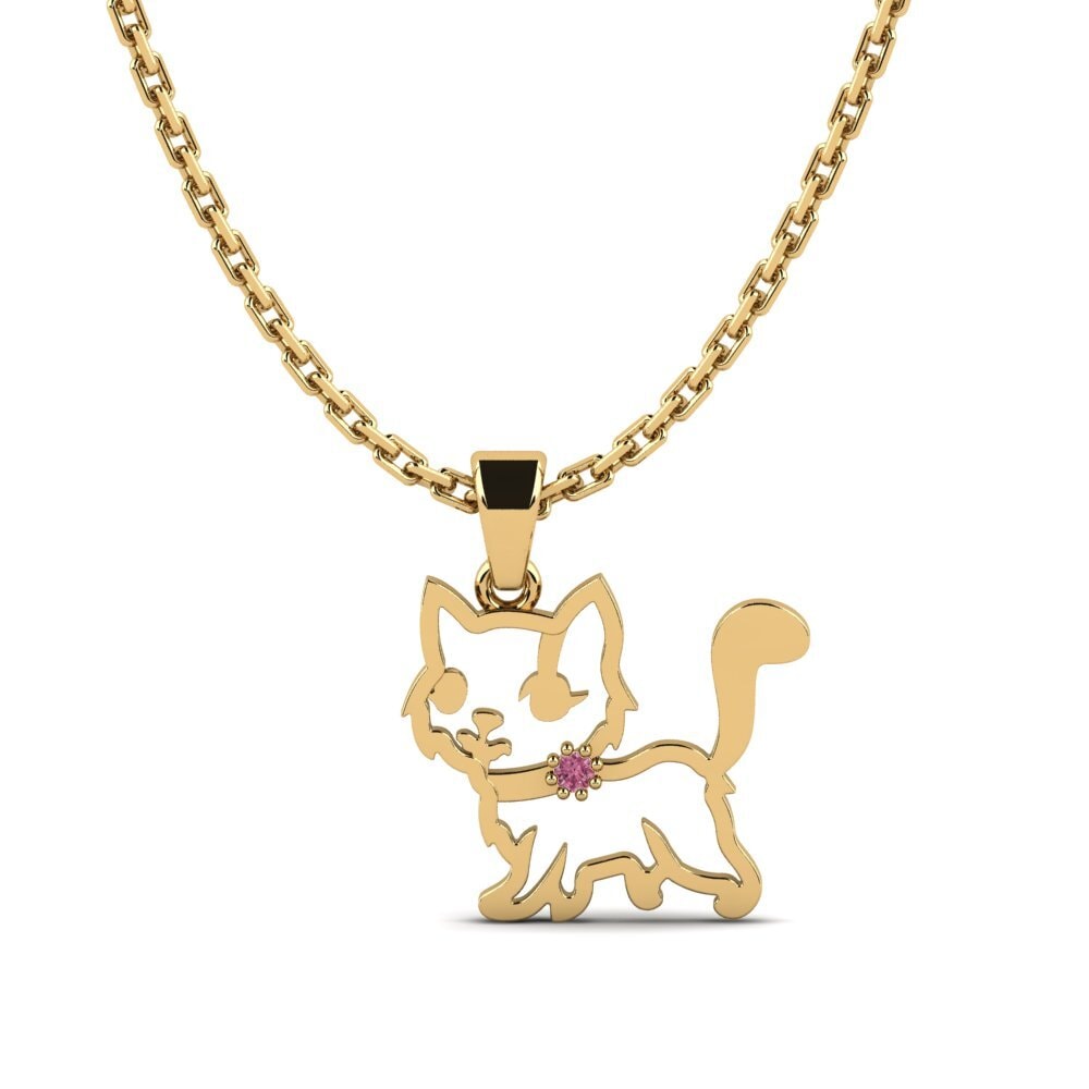 14k Oro Amarillo Rodolita de Granito Colgante para Niño Cyton
