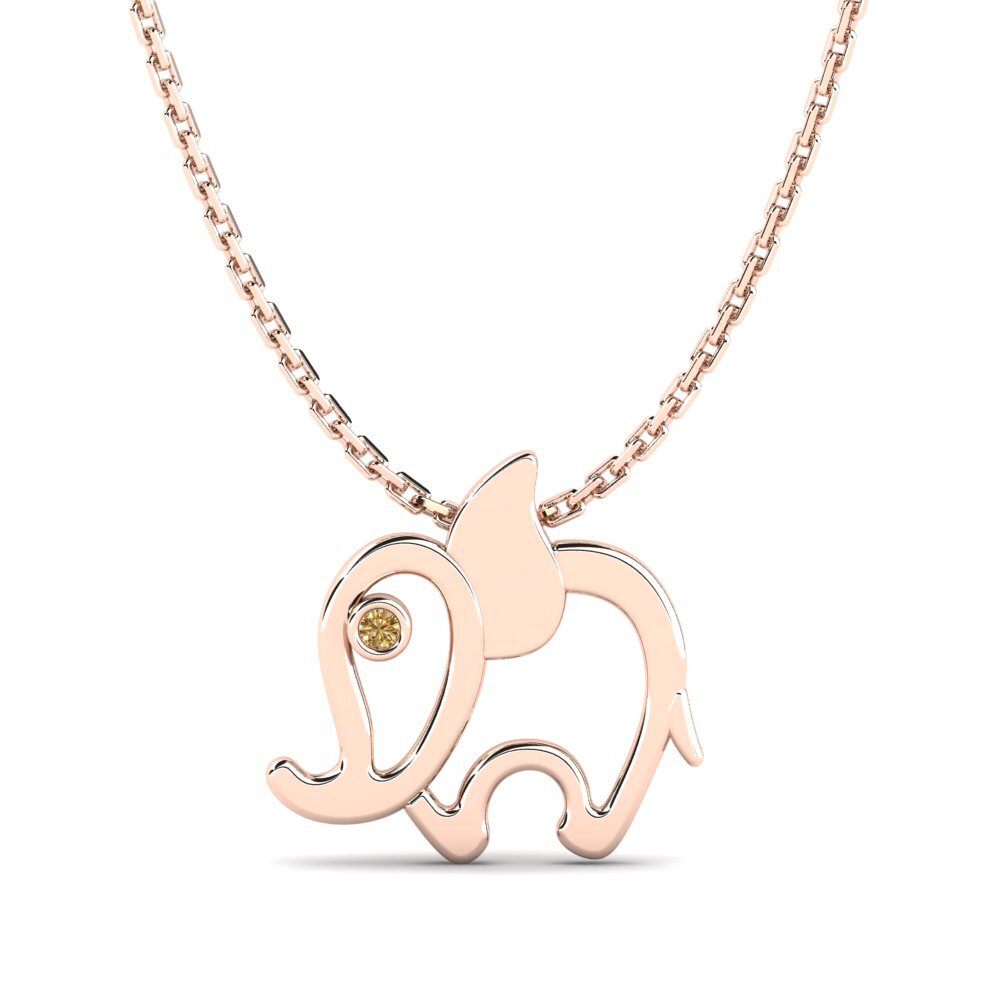 14ct Rose Gold Brown Diamond Kid's Pendant Dual