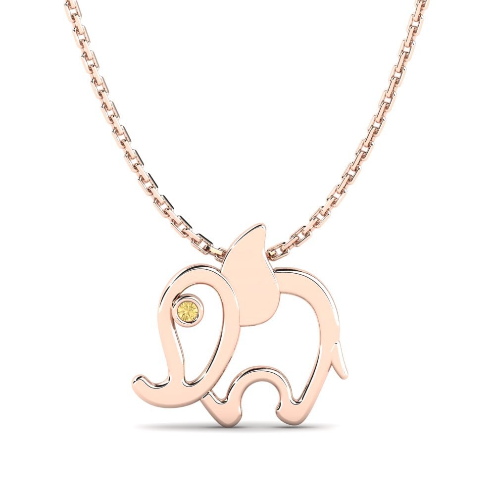 14ct Rose Gold Yellow Diamond Kid's Pendant Dual