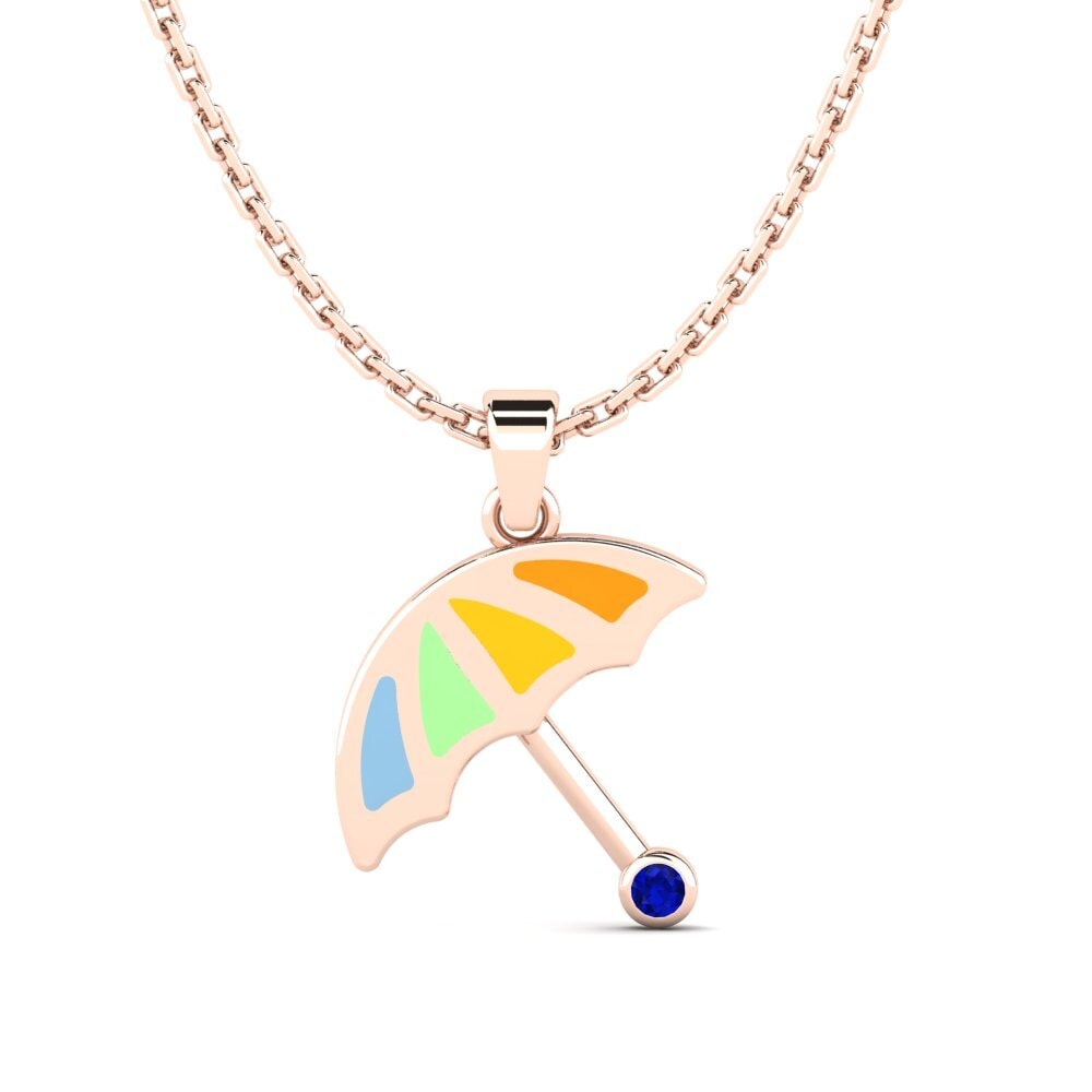 14k Oro Rosa Zafiro Colgante para Niño Gobit