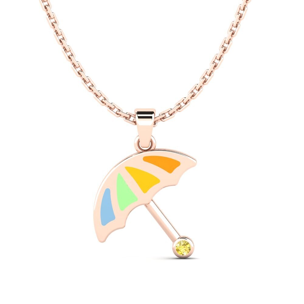 14k Oro Rosa Zafiro amarillo Colgante para Niño Gobit