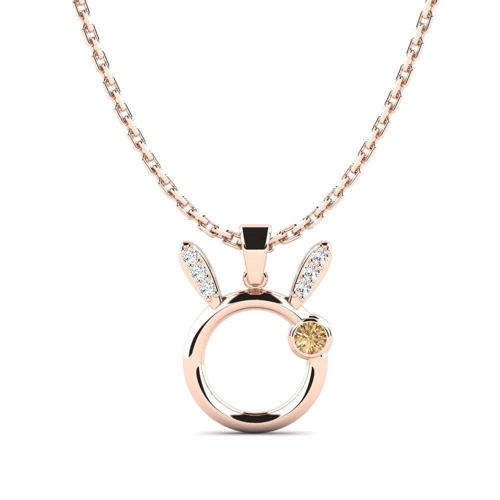 14ct Rose Gold Brown Diamond Kid's Pendant Haza