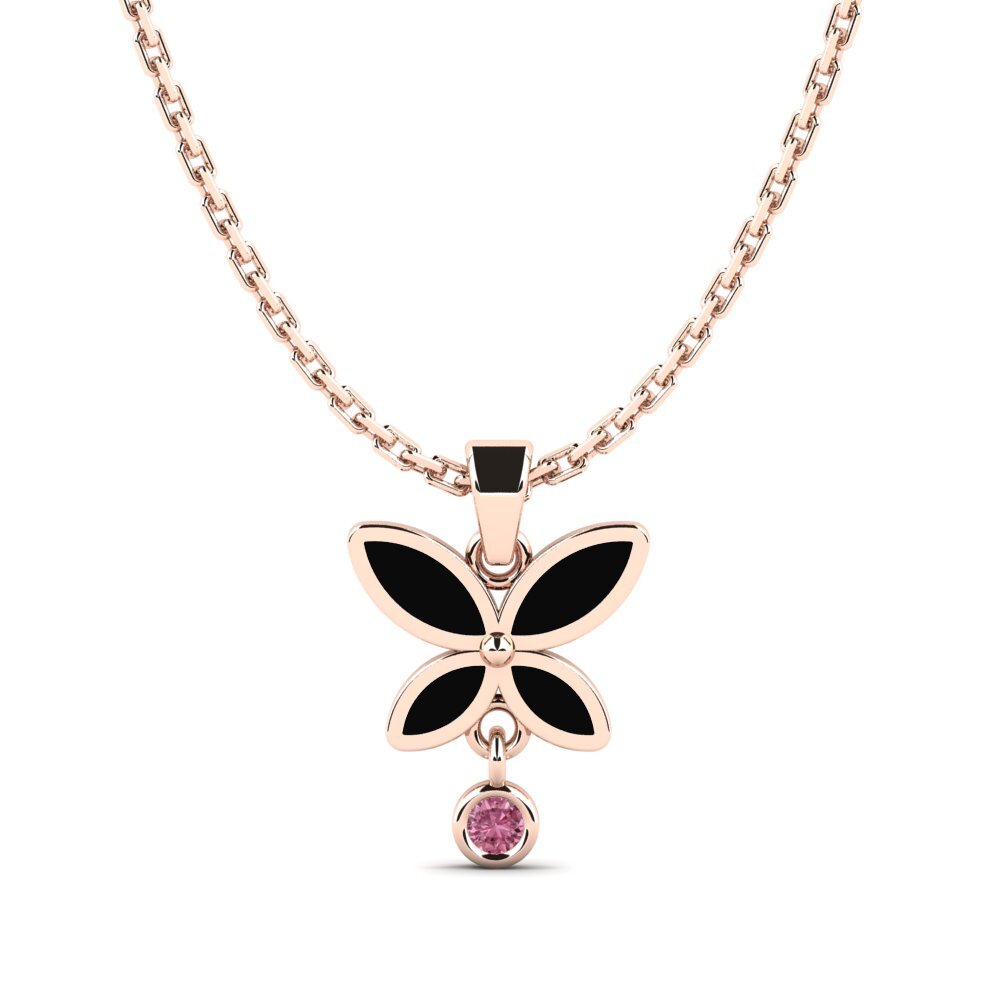 14k Oro Rosa Rodolita de Granito Colgante para Niño Jamee