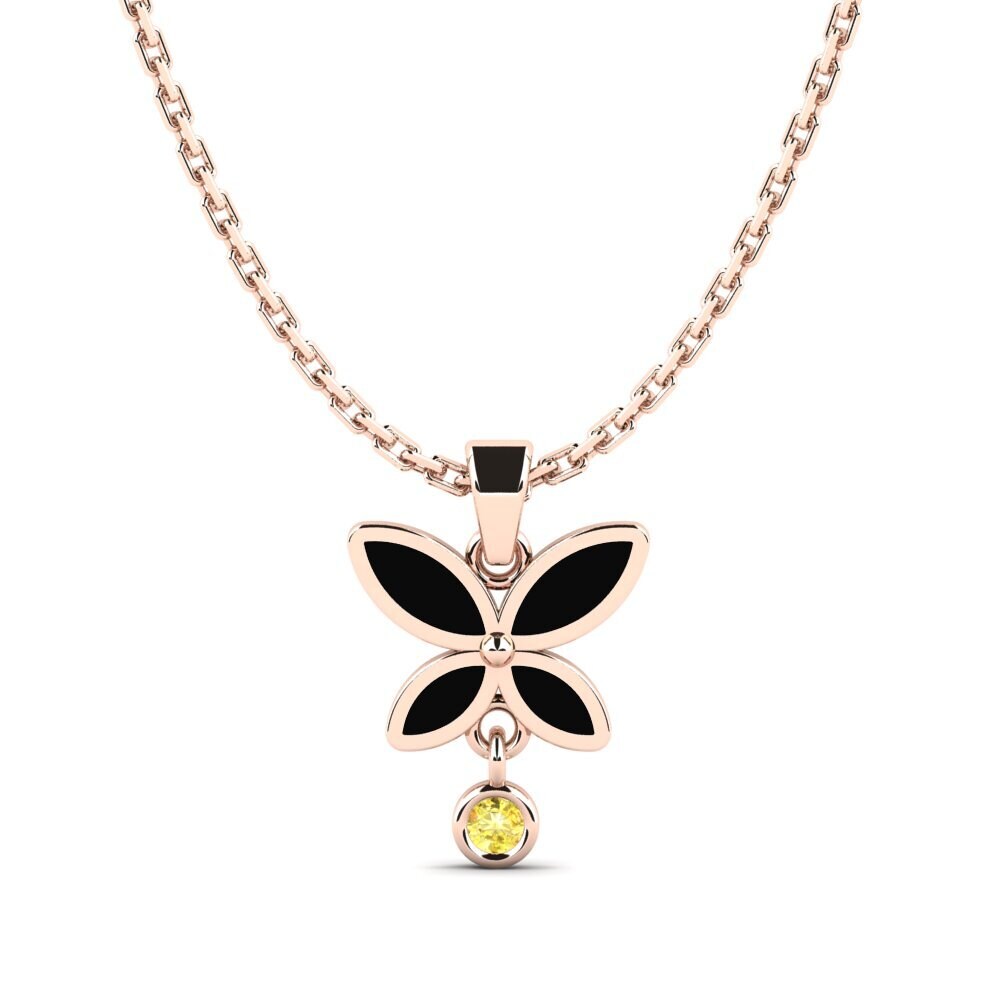 14k Oro Rosa Zafiro amarillo Colgante para Niño Jamee