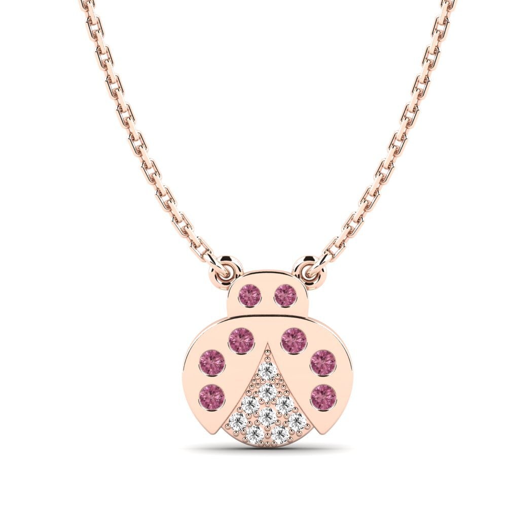 14k Oro Rosa Rodolita de Granito Collar para Niño Kandn