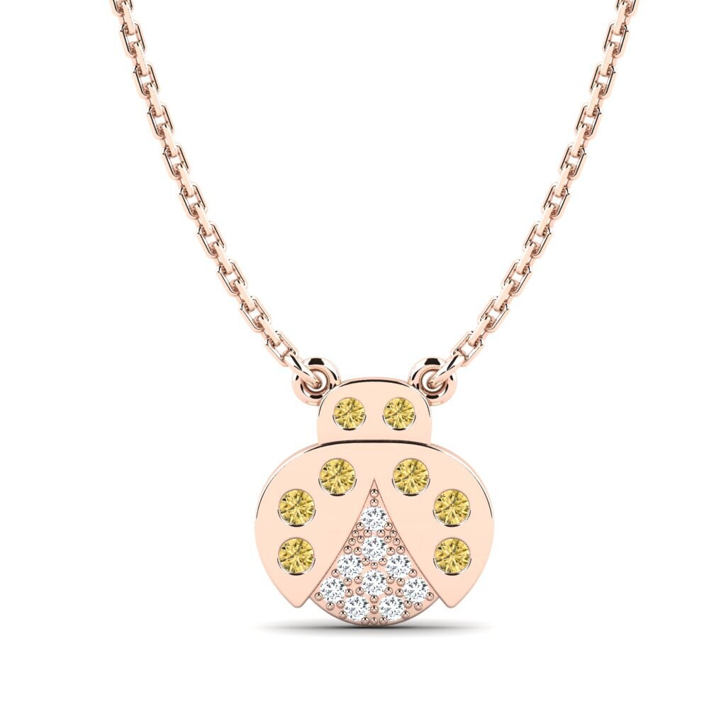 14ct Rose Gold Yellow Diamond Kid's Necklace Kandn