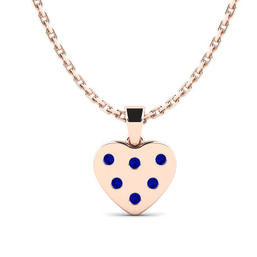 14k Oro Rosa Zafiro Colgante para Niño Kishs