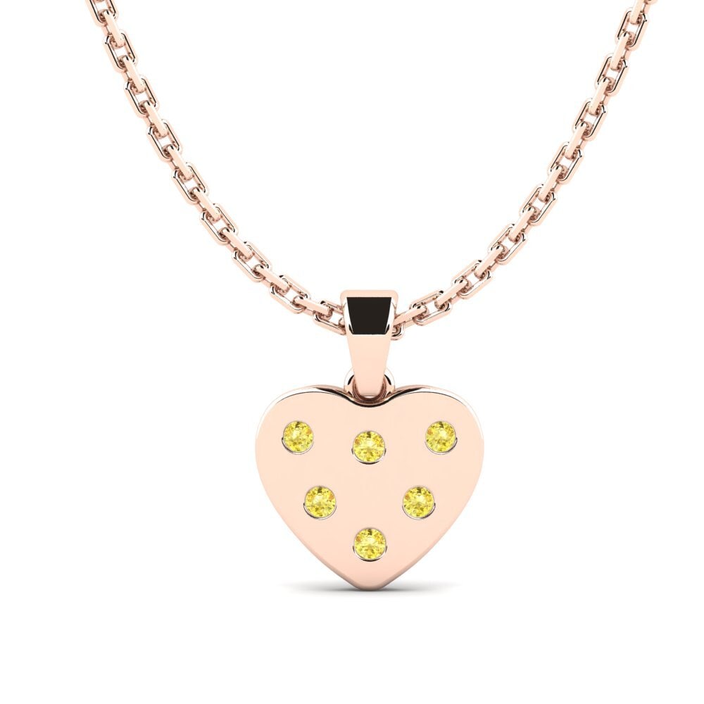 14k Oro Rosa Zafiro amarillo Colgante para Niño Kishs