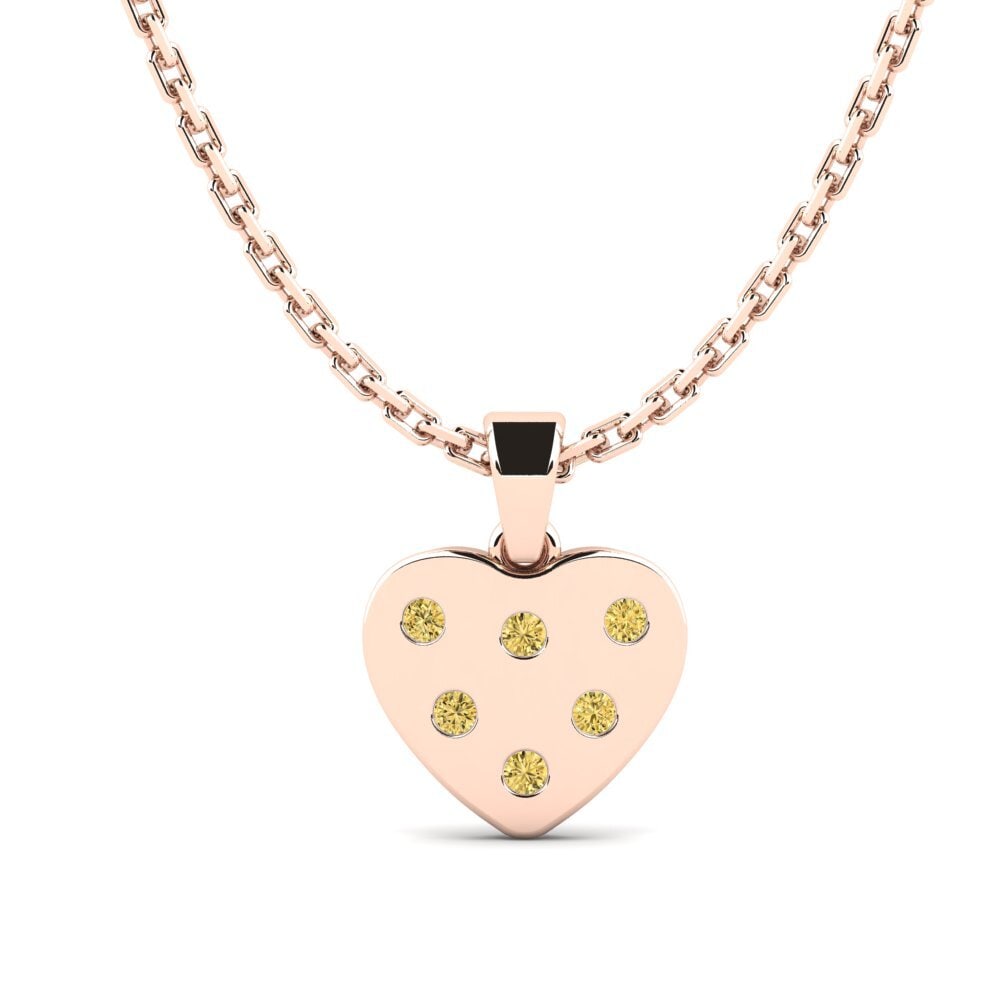 14ct Rose Gold Yellow Diamond Kid's Pendant Kishs