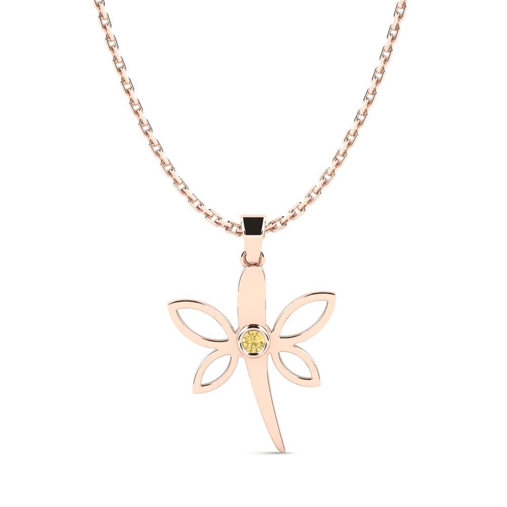 14ct Rose Gold Yellow Diamond Kid's Pendant Larisaza