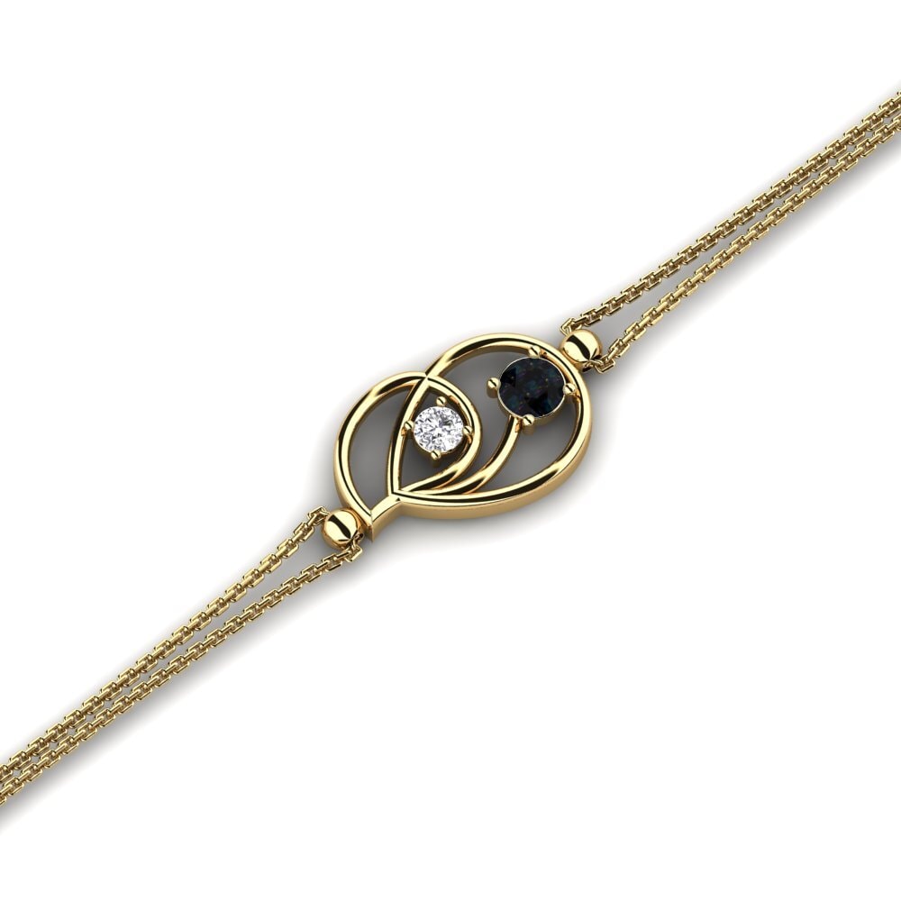 14ct Yellow Gold Black Opal Women's Bracelet Adduction