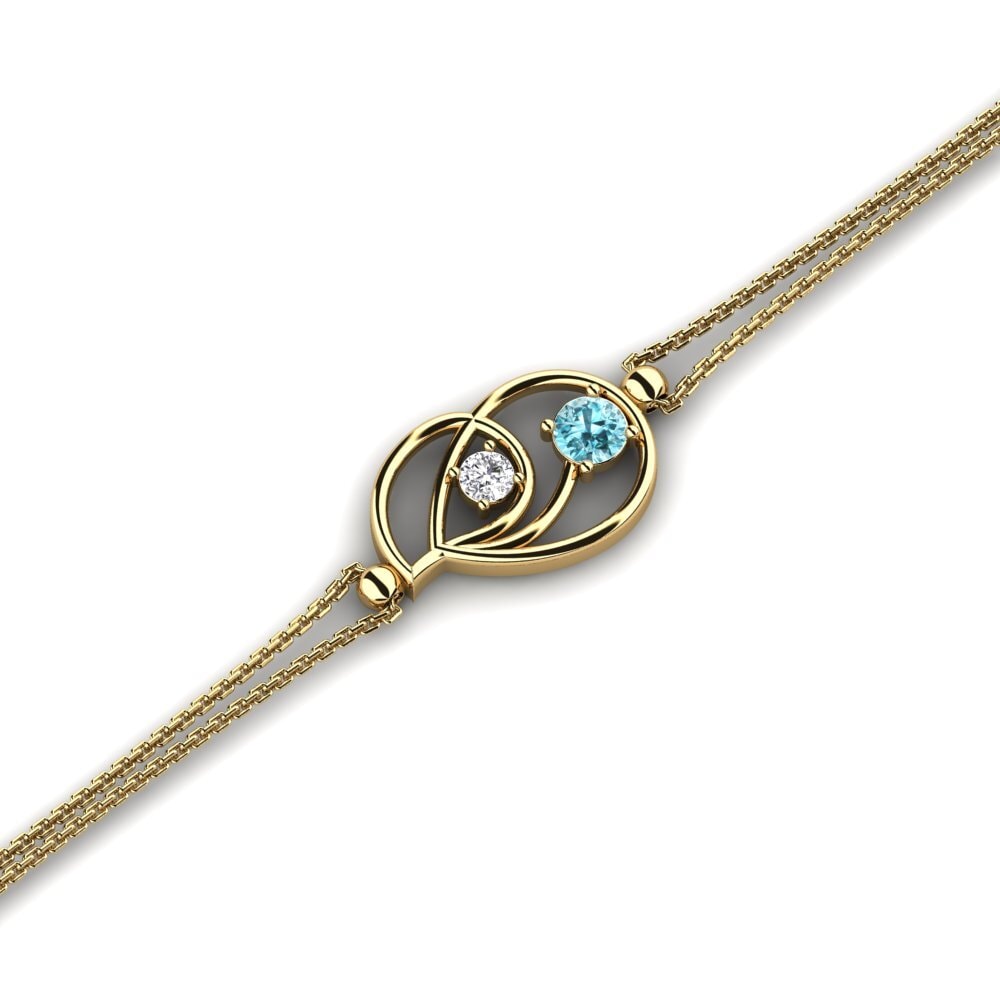 14ct Yellow Gold Blue Zircon Women's Bracelet Adduction