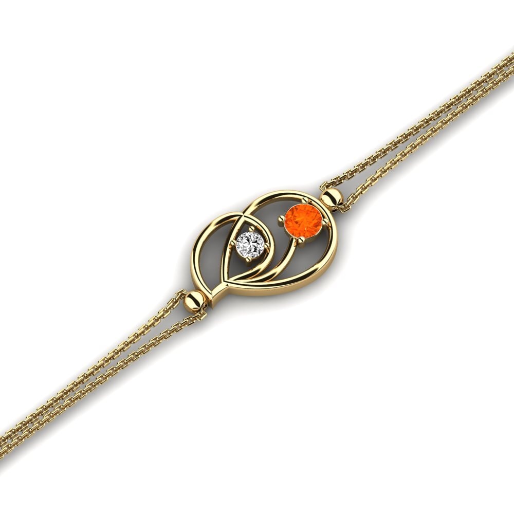 14k Oro Amarillo Ópalo Fuego Pulsera de Mujer Adduction