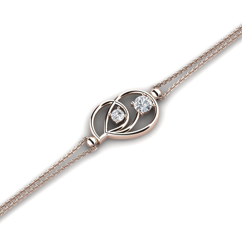 9ct Rose Gold White Zircon Women's Bracelet Adduction