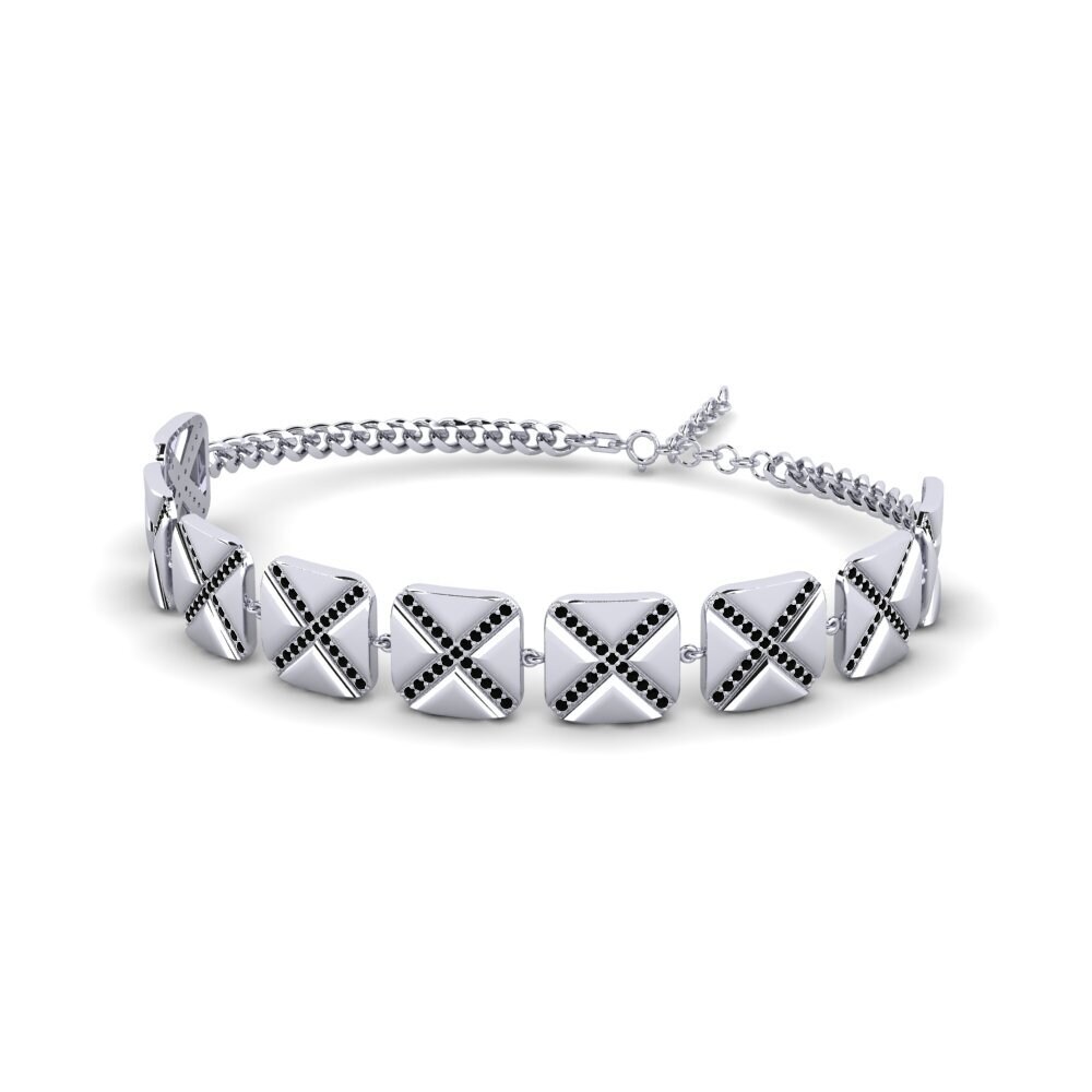 950 Palladium Black Diamond Women's Bracelet Alimoon