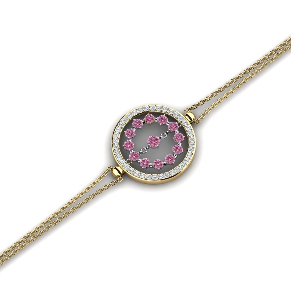 9ct Yellow & White Gold Rhodolite Garnet Women's Bracelet Baskerto