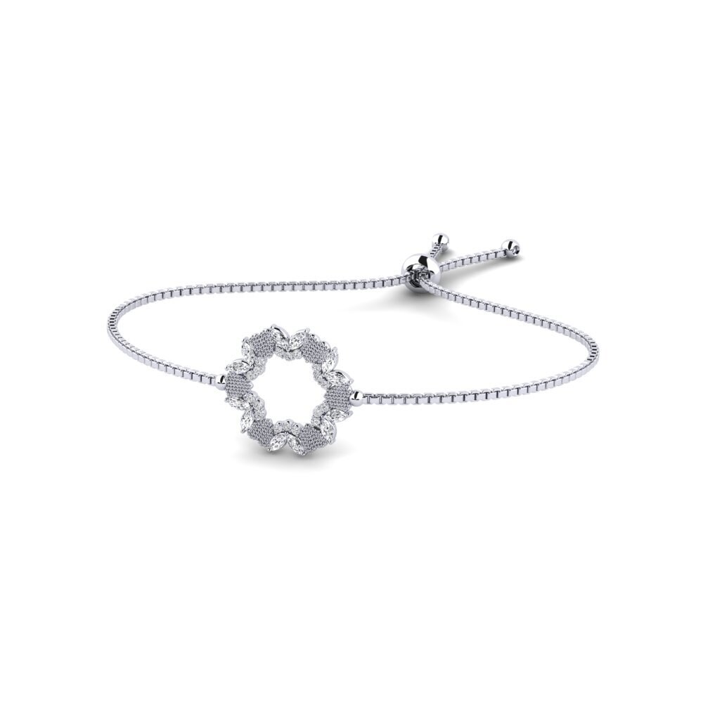 Bracelet Bolo Diamant Marquise 2 Ct - Or Blanc 14k Plaqué - Diamant De Laboratoire - Neuf