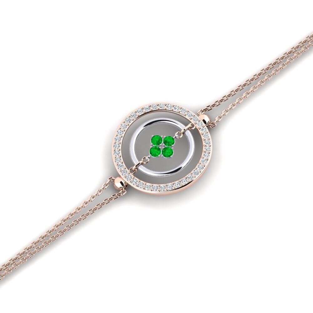 9ct Rose & White Gold Emerald Women's Bracelet Boskolo
