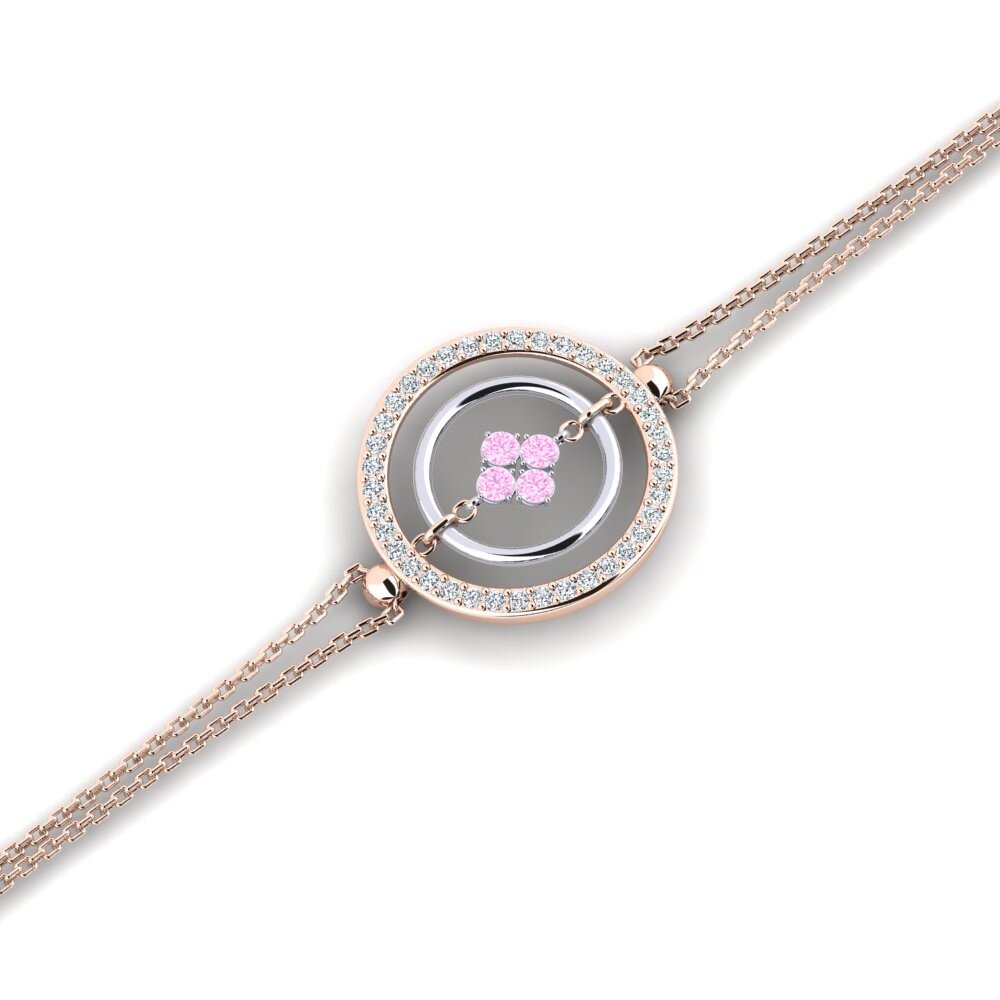 9ct Rose & White Gold Pink Sapphire Women's Bracelet Boskolo