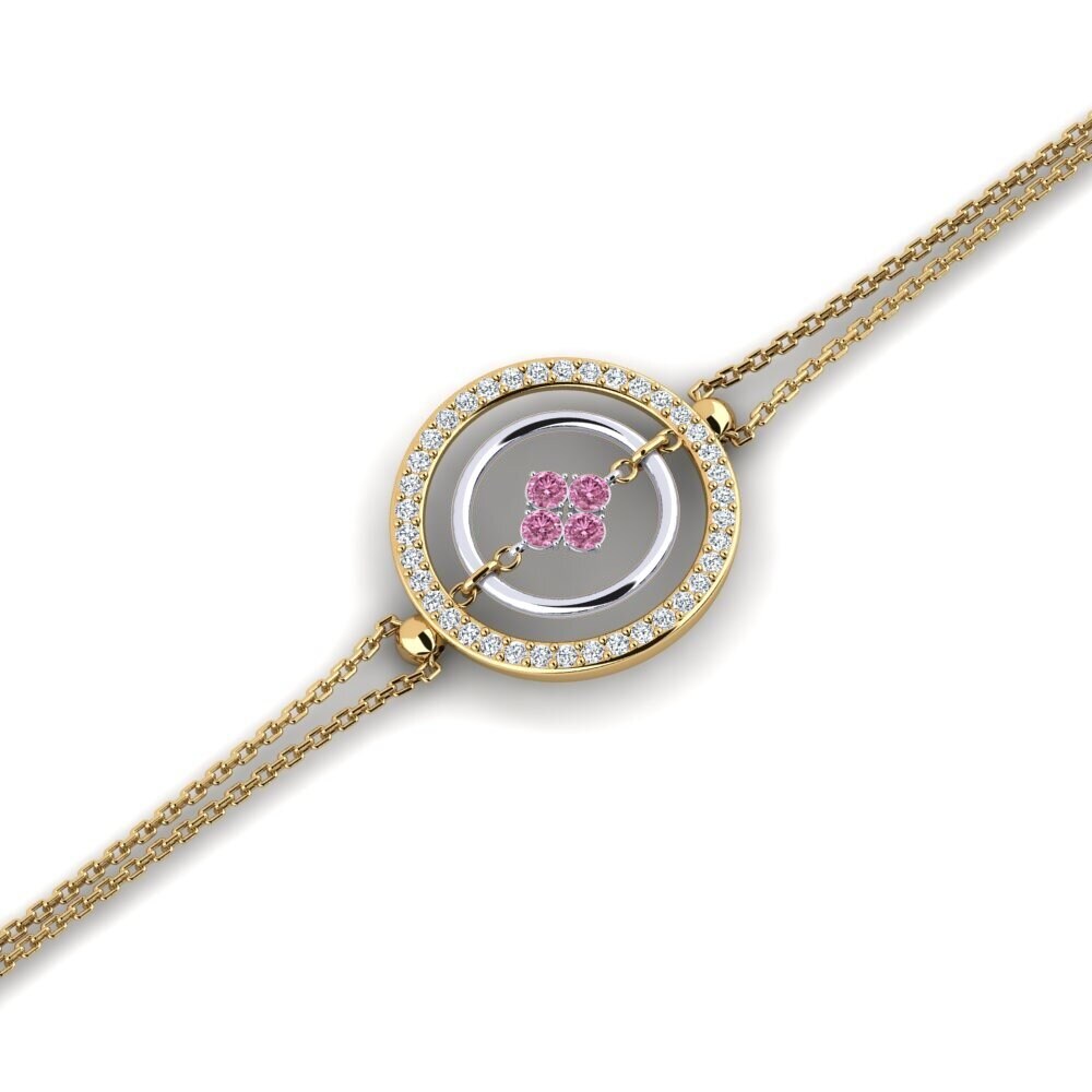 9ct Yellow & White Gold Rhodolite Garnet Women's Bracelet Boskolo