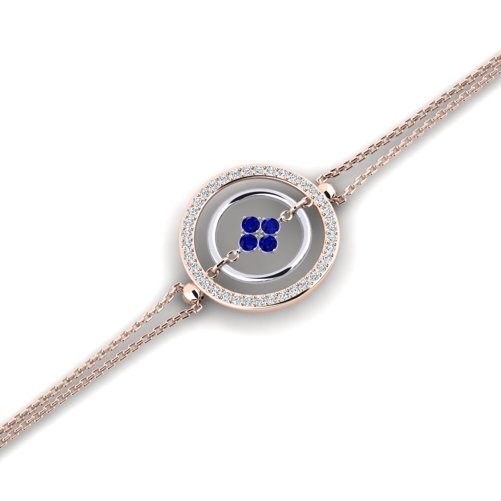 9ct Rose & White Gold Sapphire Women's Bracelet Boskolo