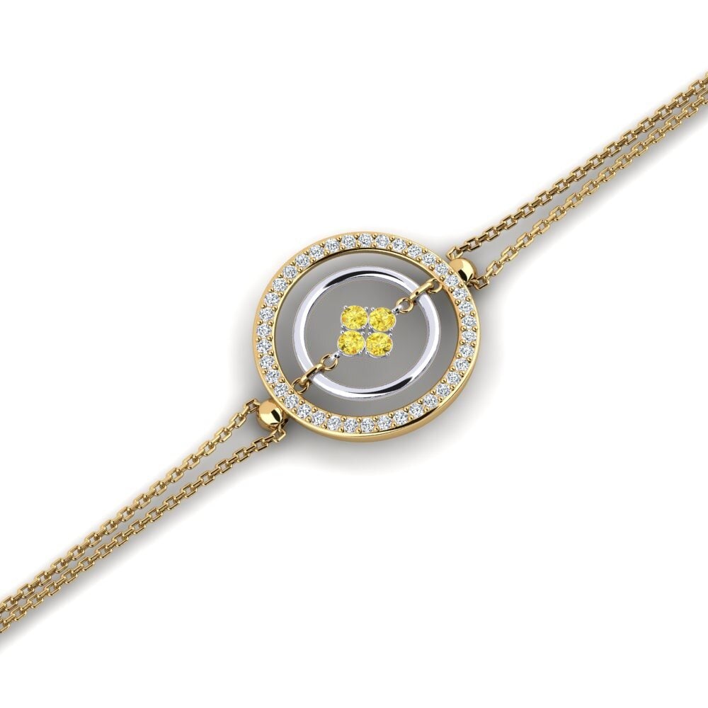 9ct Yellow & White Gold Yellow Sapphire Women's Bracelet Boskolo