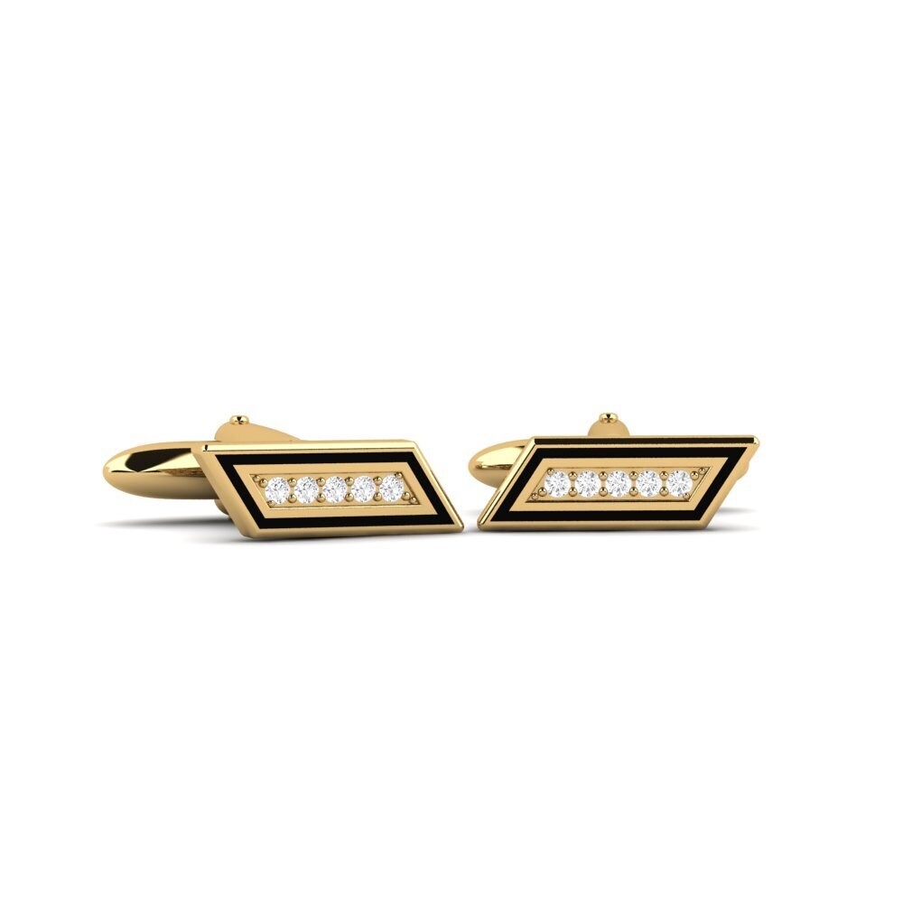 14ct Yellow Gold White sapphire Cufflink Haling