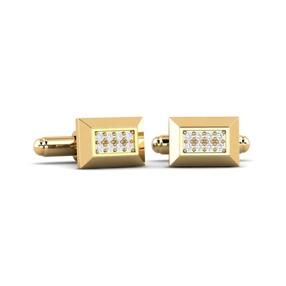 14ct Yellow Gold White sapphire Cufflink Kalesi