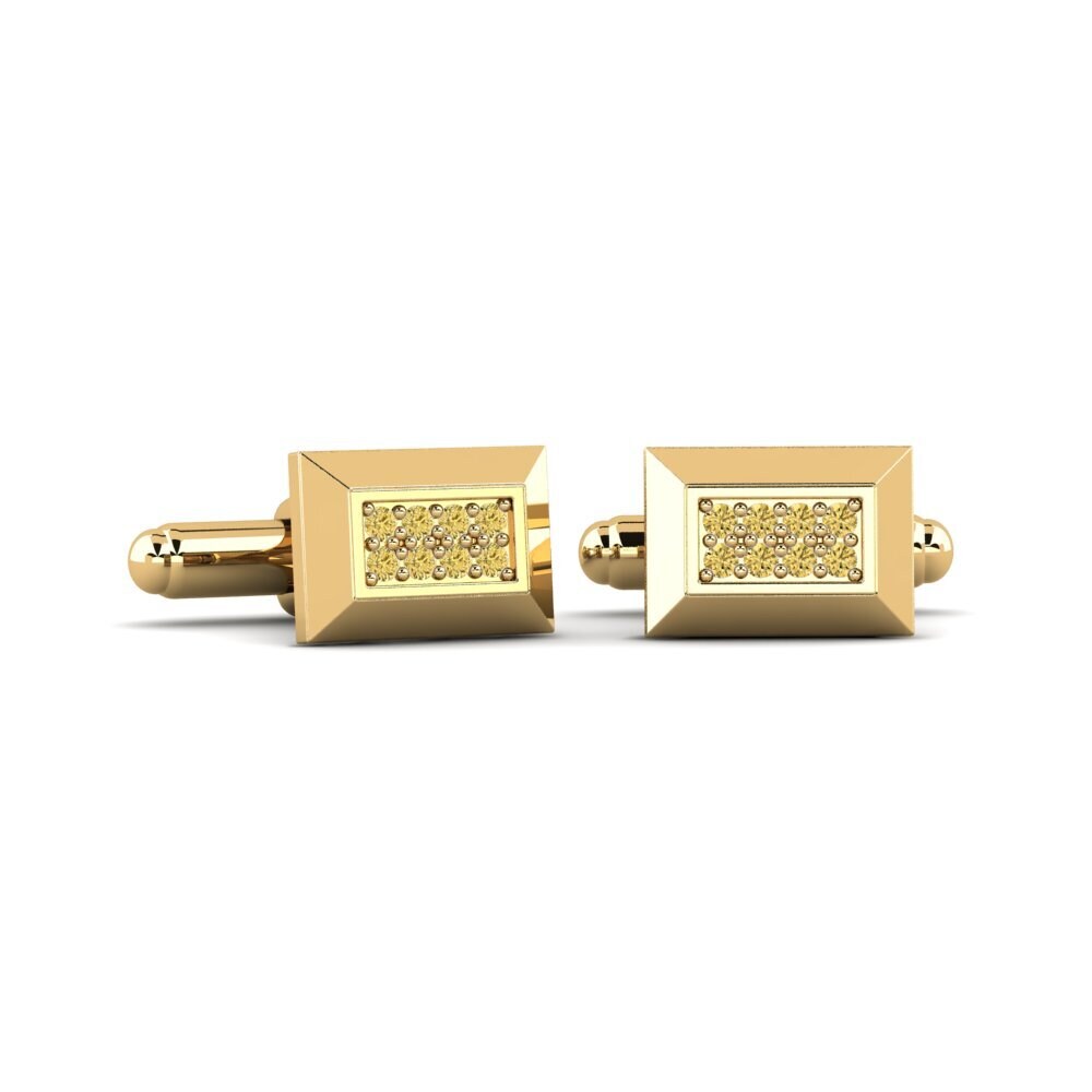 585 Gult Guld Gul Diamant Manchetknap Kalesi