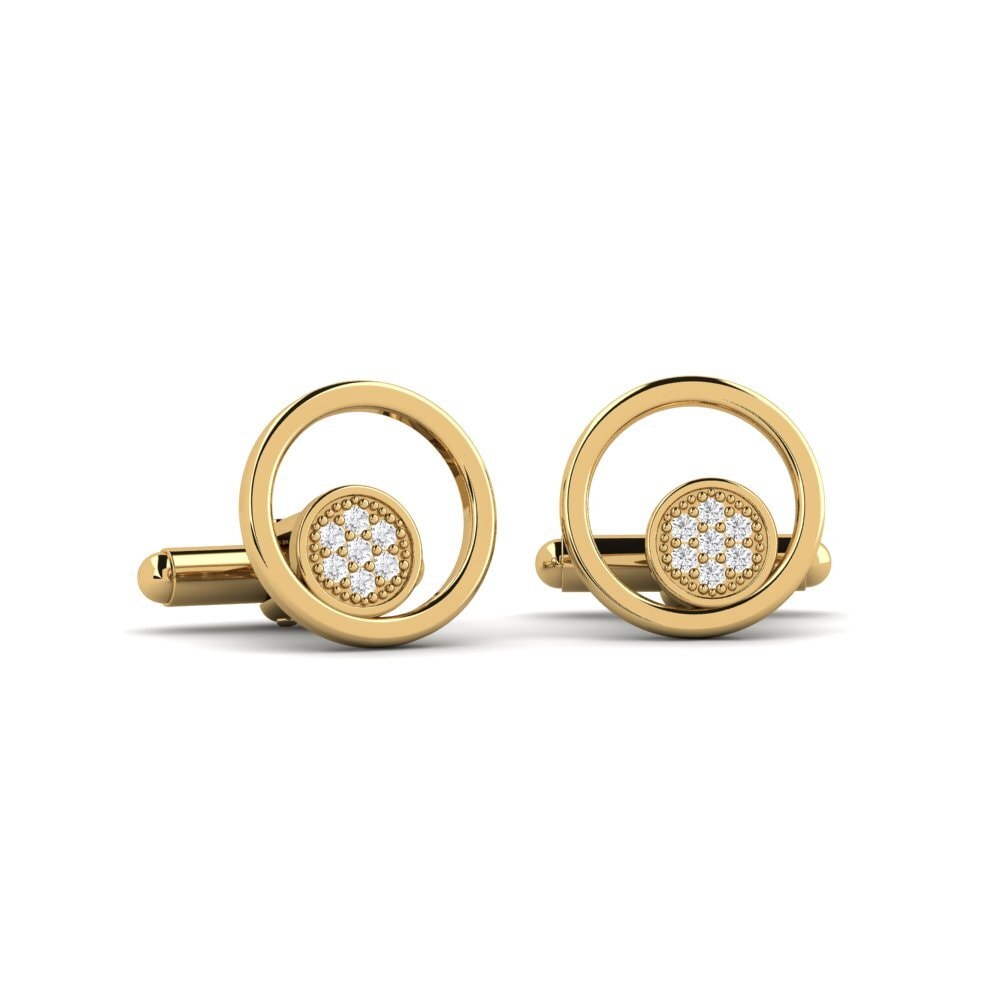 14ct Yellow Gold White sapphire Cufflink Sept