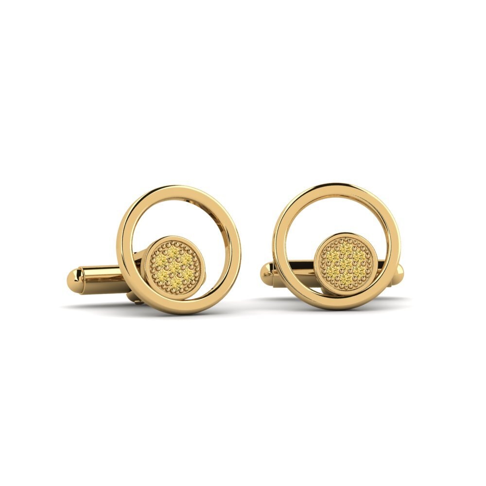 585 Gult Guld Gul Diamant Manchetknap Sept