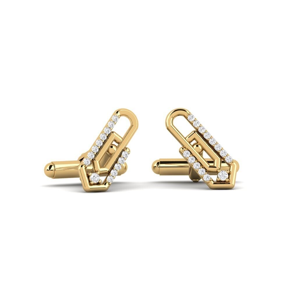 14ct Yellow Gold White sapphire Cufflink Stairs
