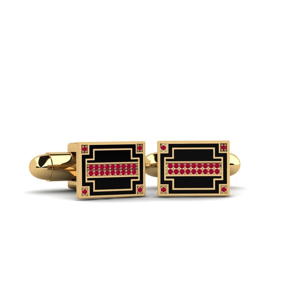 750 Gult Guld Rubin Manchetknap Winya