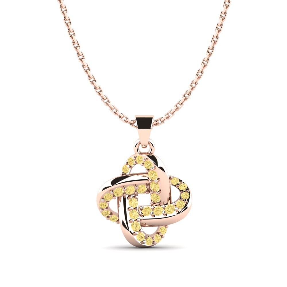 14ct Rose Gold Yellow Diamond Women's Pendant Chloe