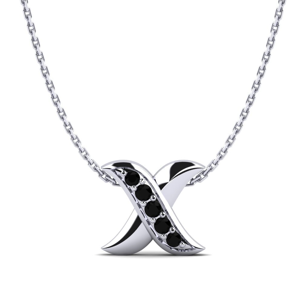Paladio 950 Diamante Negro Collar de Mujer Wilda