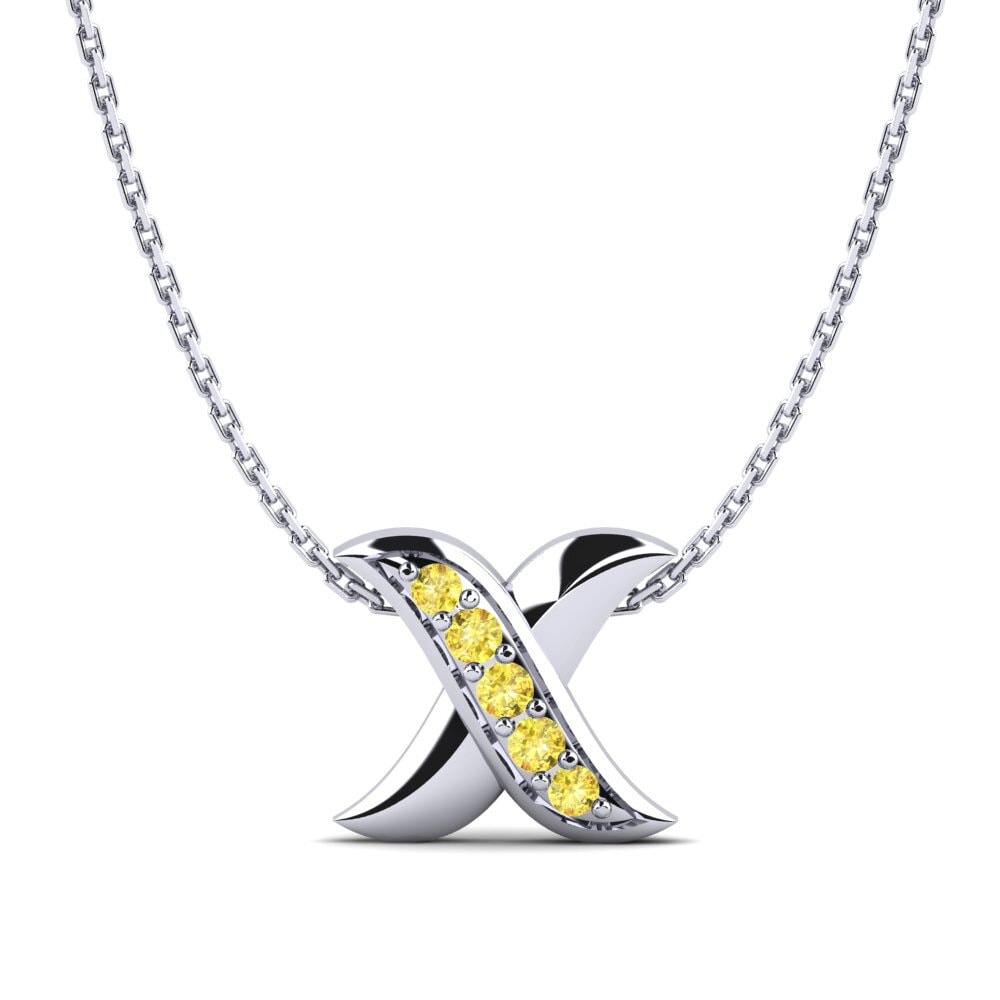18ct White Gold Yellow Sapphire Women's Pendant Wilda