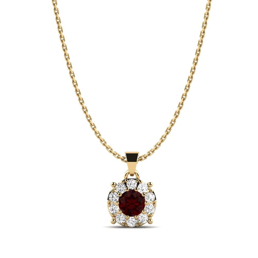Gelbgold 375 Granat Damen halskette Sophie