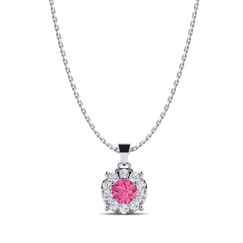 9ct White Gold Pink Tourmaline Women's Pendant Sophie