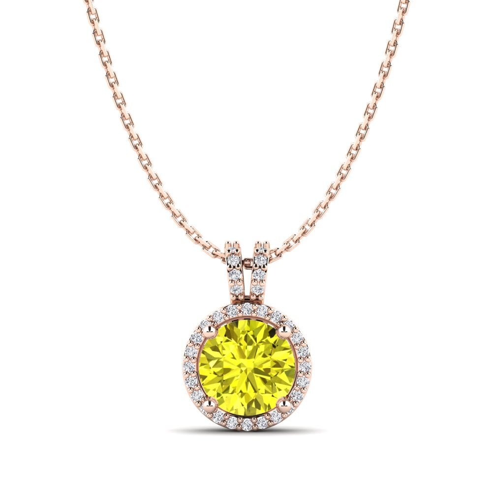14ct Rose Gold Yellow Diamond Women's Pendant Laura