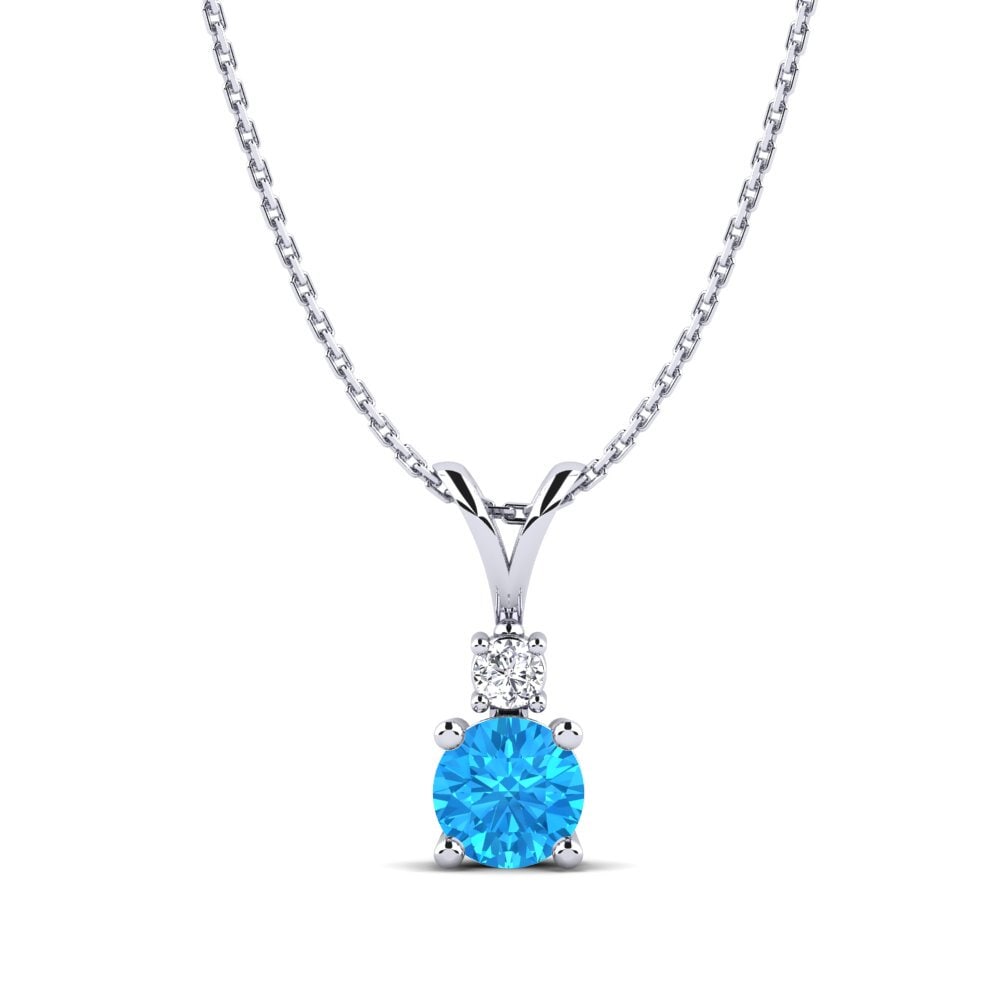 9ct White Gold Blue Topaz Women's Pendant Lenora