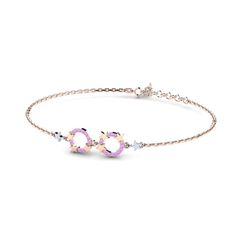 9ct Rose & White Gold Amethyst Women's Bracelet Comprias