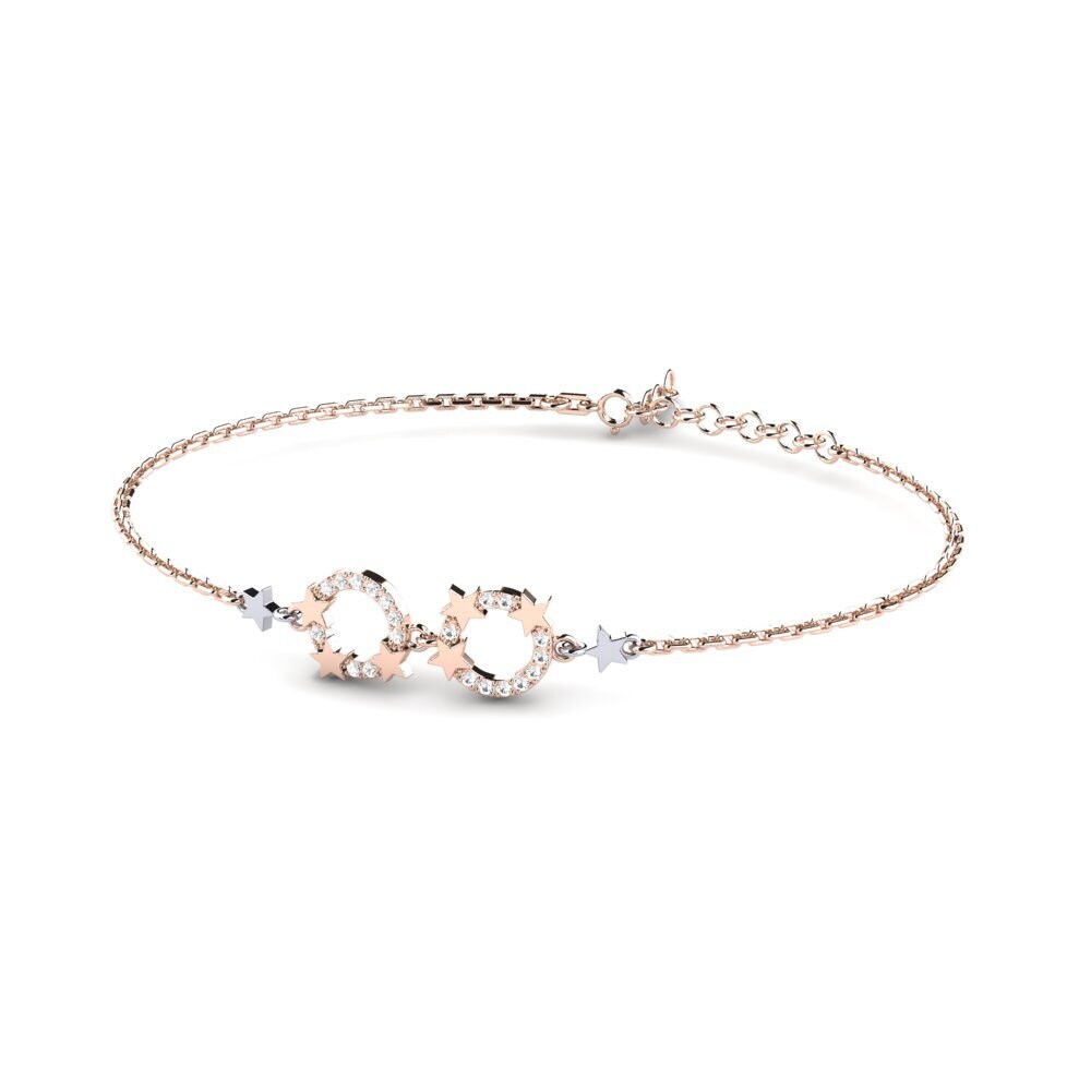 9ct Rose & White Gold White sapphire Women's Bracelet Comprias