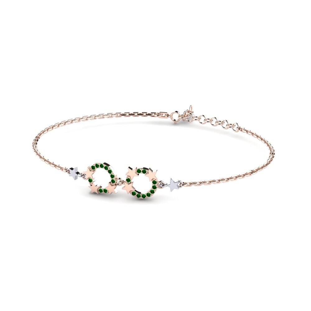9ct Rose & White Gold Green Zirconia Women's Bracelet Comprias