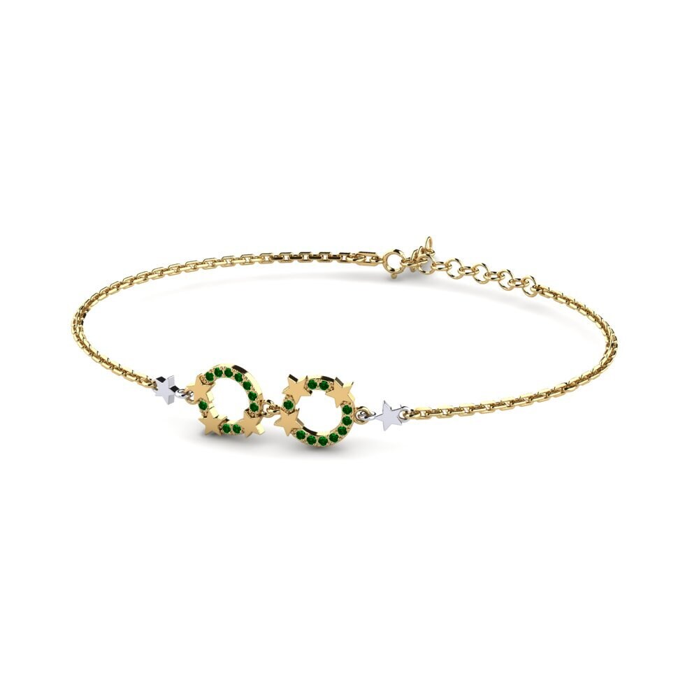 9ct Yellow & White Gold Green Zirconia Women's Bracelet Comprias