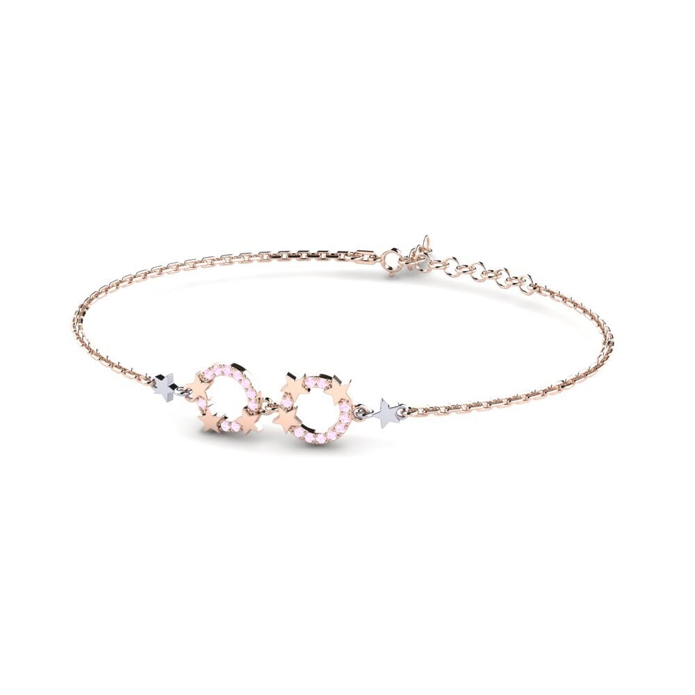 9ct Rose & White Gold Pink Sapphire Women's Bracelet Comprias