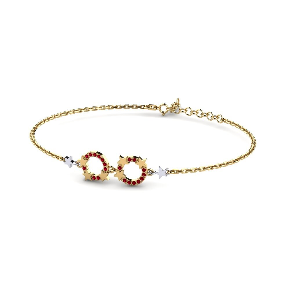 18K Yellow & White Gold Red Zirconia Bracelet Comprias